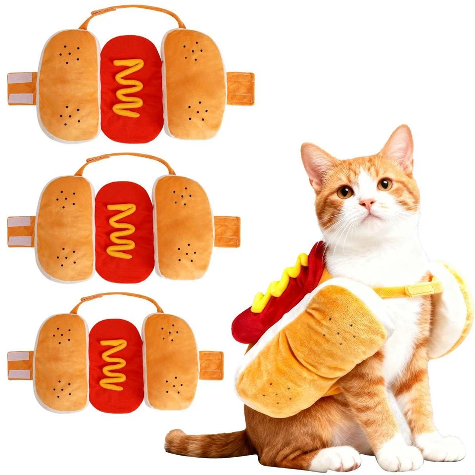 Dog Cat Hot Dog Costume Clothes Halloween Funny Pet Costume for Small Medium Pet - Image 3 of 4