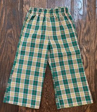 Vintage 70s Buster Brown Green Plaid Bell flare Bottoms Size 3T usa made retro