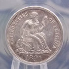 1891 "P" Seated Liberty SILVER Dime 10c ANACS AU58 #742 About Unc ECC&C, Inc.