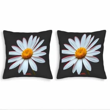Set of 2 18x18in Throw Pillow Covers - Elegant Vibrant White Flower Design 