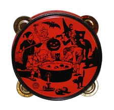 NM - Mint Chein Halloween Tambourine Noisemaker Circa 1930