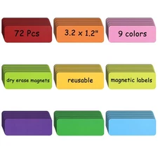 72x Dry Erase Magnetic Labels 3.2"x1.2" Name Tags Whiteboard Refrigerator