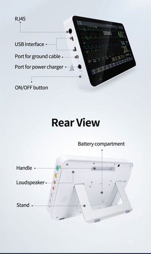 14'' Thin Touch Screen ICU/CCU Multiparameter Patient Monitor by CONTEC - Foto 8 di 10