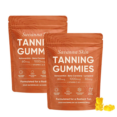 Savanna Skin Tanning Gummies, with Vitamin C & E, Astaxanthin, Beta Carotene