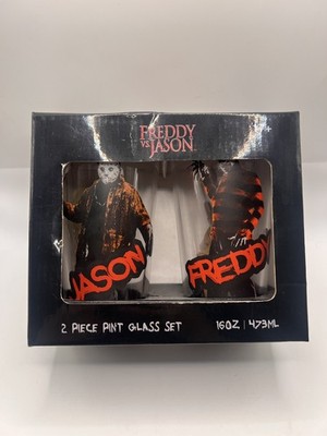 New in Box Freddy VS Jason 2 Piece Pint Glass Set 16 OZ WB Loungefly