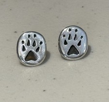 Wolf Paw Print Post Stud Earrings Sterling Silver