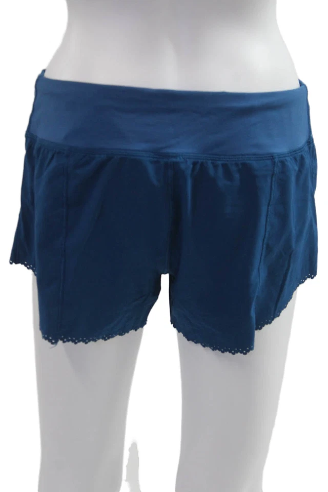 Pantalones Cortos Lululemon Mujer Azul Oscuro Floral Mezcla de Nailon Cremallera Talla 6 Foto 3 de 4