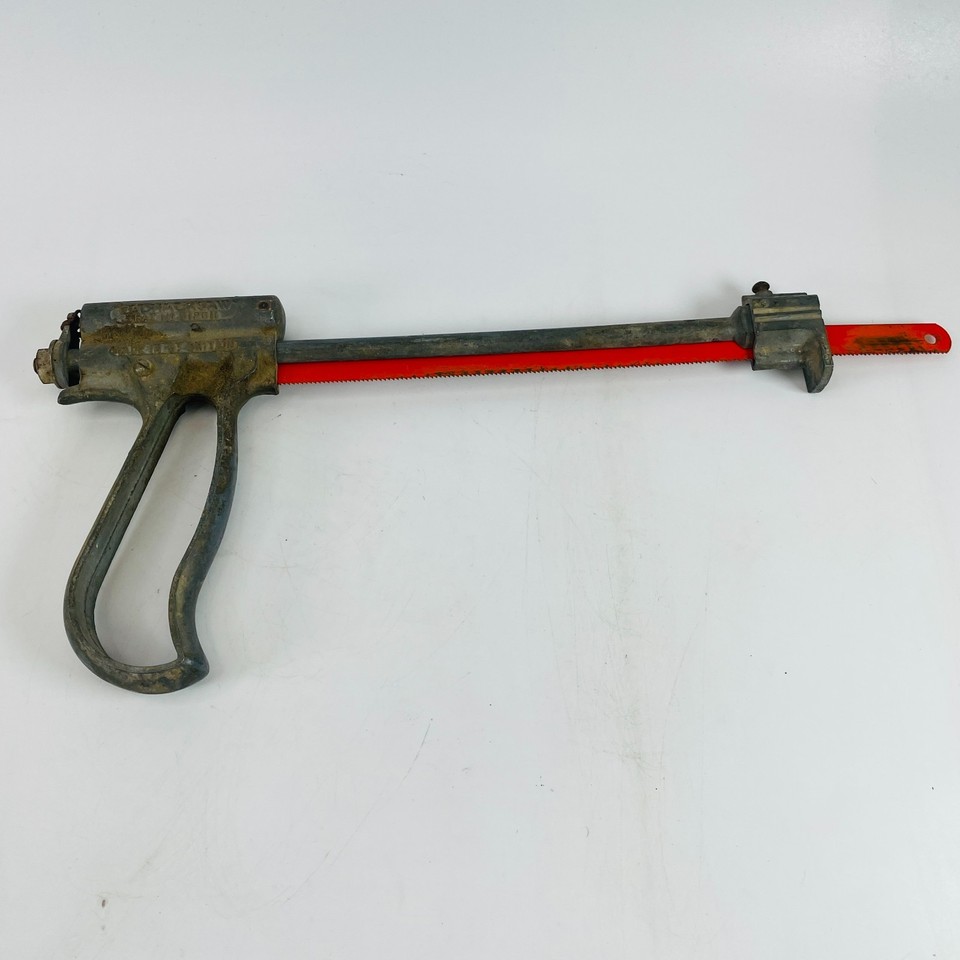 A spring-loaded pad hacksaw from Hale & Hamilton is a wonderfully weird piece of forgotten tool engineering — ingenious mechanism, obscure maker, great conversation starter.