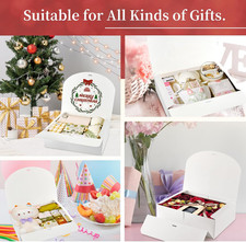 12 Pack Gift Boxes with Lids, 10.6X7.8X3.1 Inch White Paper Gift Box with Rib...