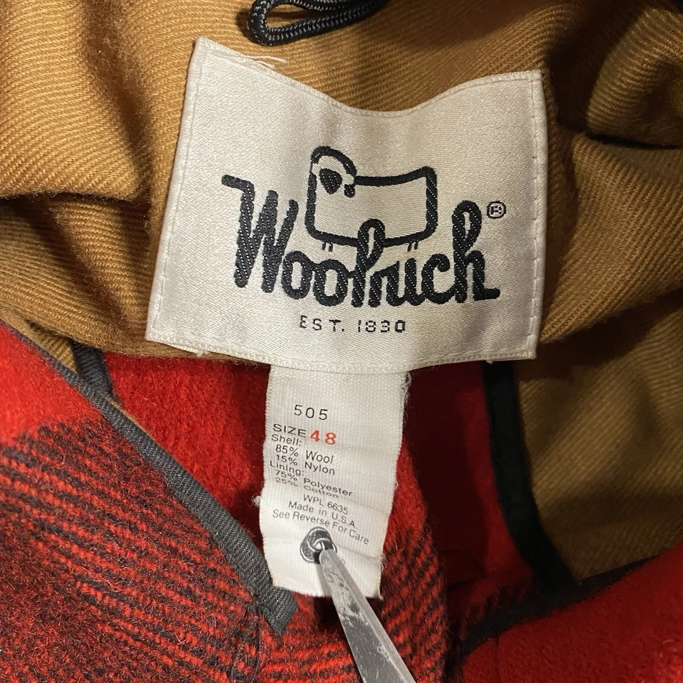 Vintage Woolrich Jacket 70s Men’s Plaid Buffalo Flannel Red Black Sz 48 XXL - Image 3 of 4