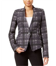 Rachel Roy Womens Frankie Printed Blazer Jacket