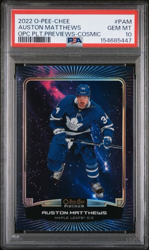 2022 Upper Deck OPC Platinum Auston Matthews Cosmic Previews PSA 10 Gem Mint 🔭