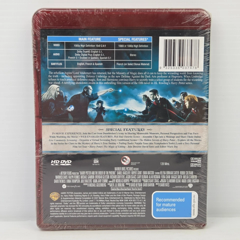 Harry Potter and Order of Phoenix HD DVD Movie Daniel Radcliffe Emma Watson R 0 - Image 2 of 2