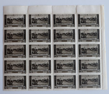 Romania 1939 Prince Carol Calatorie  Part Sheet Corner Block of 20 Unused Stamps