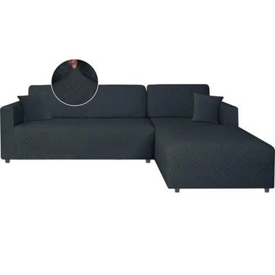 Housse Canapé d'angle 2 Pieces, 2 Place+2 Place, Gris Foncé - Photo 1/4
