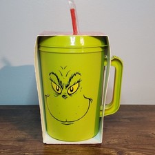 The Grinch Socks and Plastic Guzzler Tumbler Combo with Straw