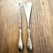 Antique Sterling Handle Hook  Shoe Horn Set British - C R