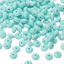 180 Pcs Bulk Silicone Lentil Beads, 12mm Abacus Beads, Mint Blue