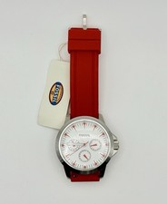 Fossil White Dial Red Rubber Strap Multifunction Men's Watch BQ1295 Red Hands