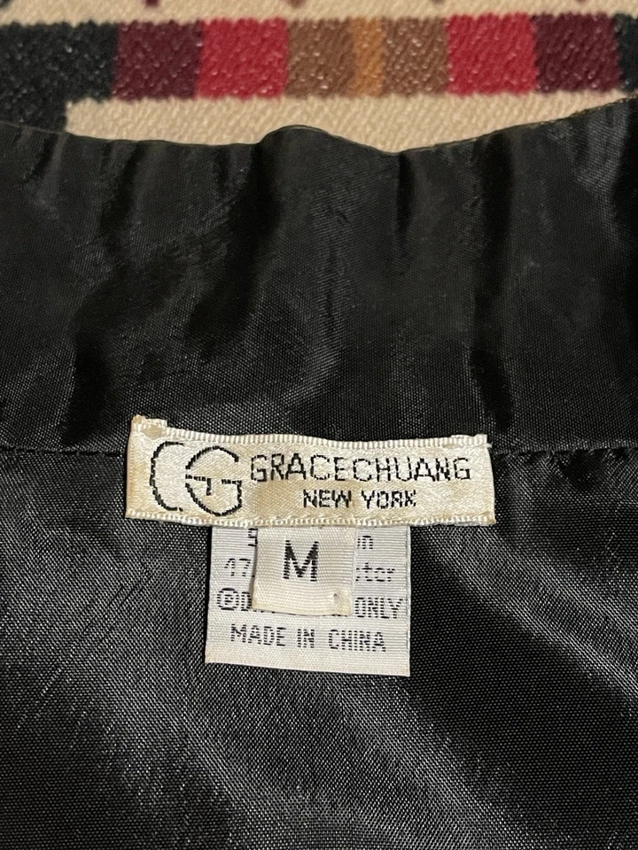 Jaqueta Brocado Metálico Grace Chuang New York Ouro Preto Padrão Abstrato M T46 - Imagem 2 de 4