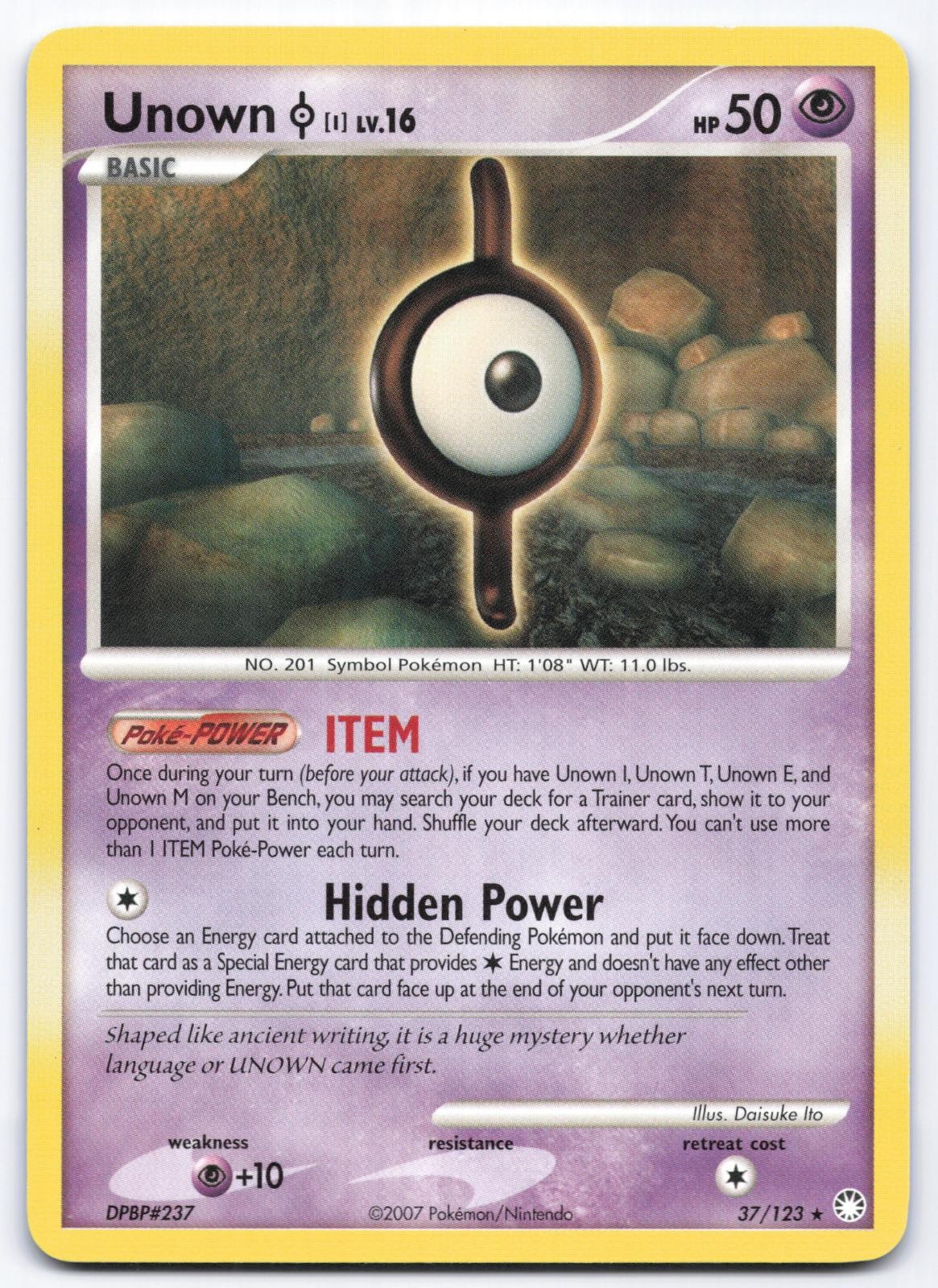 Unown [I] 37/123 Mysterious Treasures Non-Holo Pokemon Card Daisuke Ito LP PC218