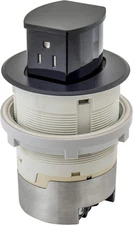 HUBBELL 15A Kitchen Counter Receptacle, Surface Mount, Pop Up, RCT200BK, BLACK