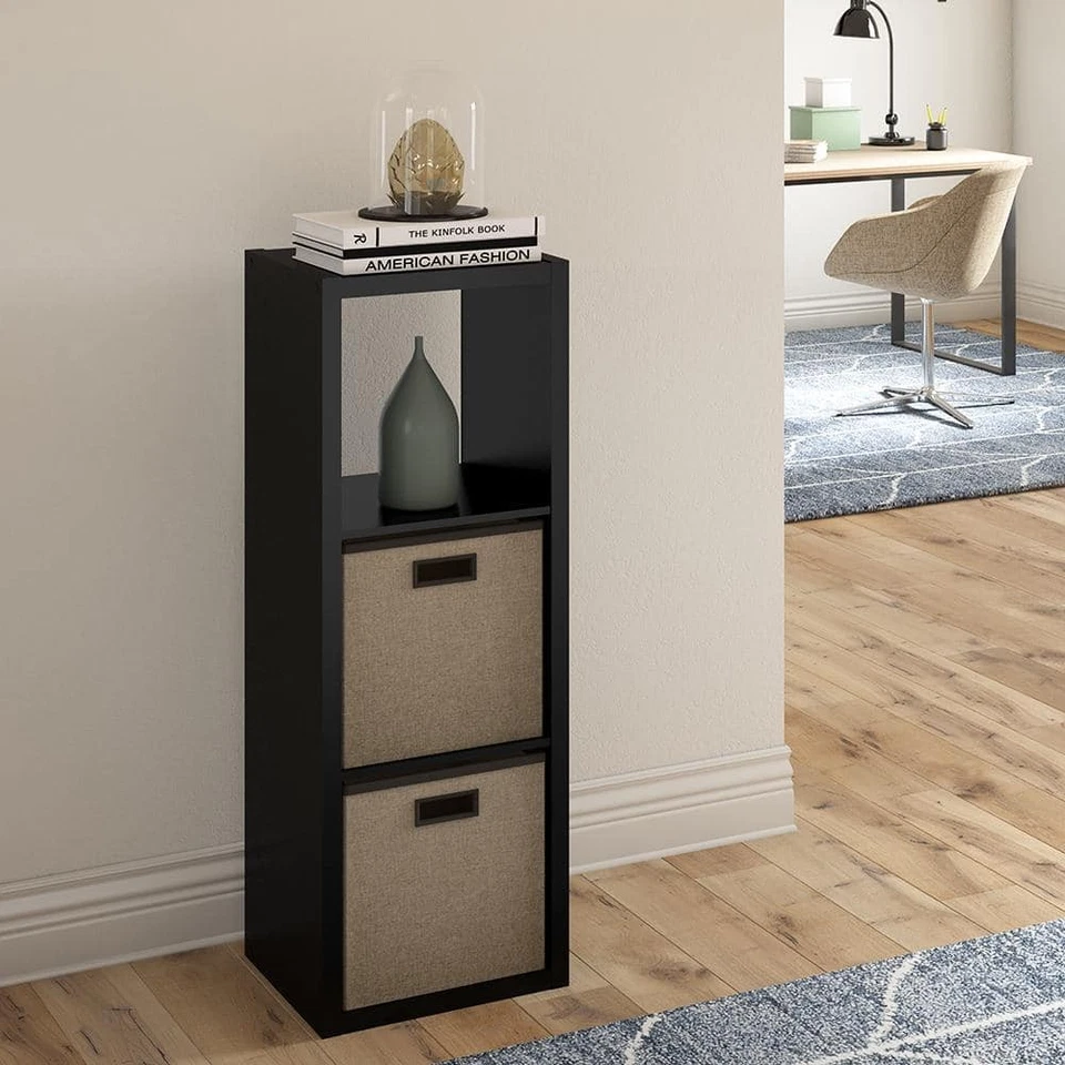 43,98 дюйма H X 15,87 дюйма W X 13,50 дюйма D черный деревянный большой 3-кубовый органайзер - Изображение 3 из 4