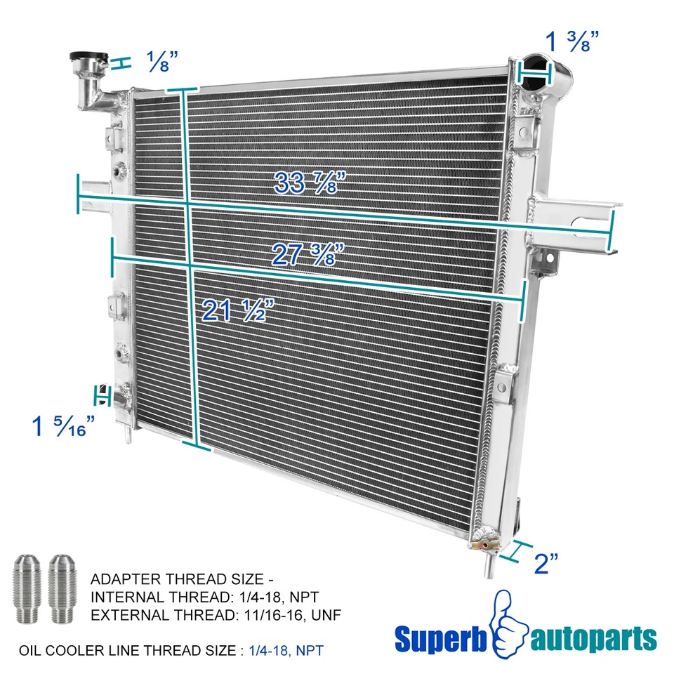 Fits 1999-2004 Jeep Grand Cherokee 2-Row Aluminum Performance Cooling Radiator — 第 3/4 张图片