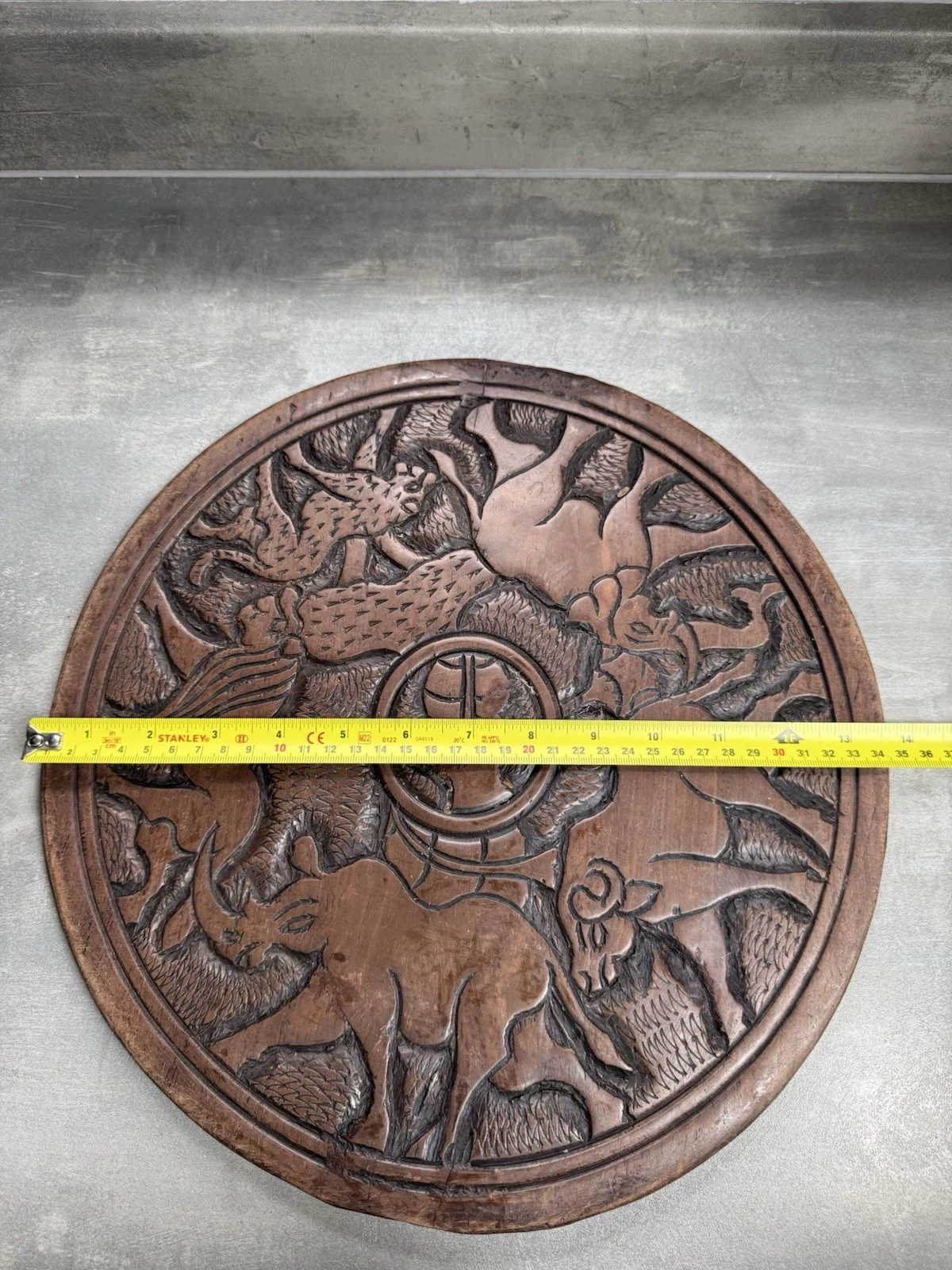 African Hand Carved Wooden Decorative Plate/Platter Double Sided Safari Animals 15