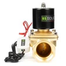 U.S. Solid Smart Solenoid Valve Wi-Fi APP-Controlled 110V AC 2 in Brass