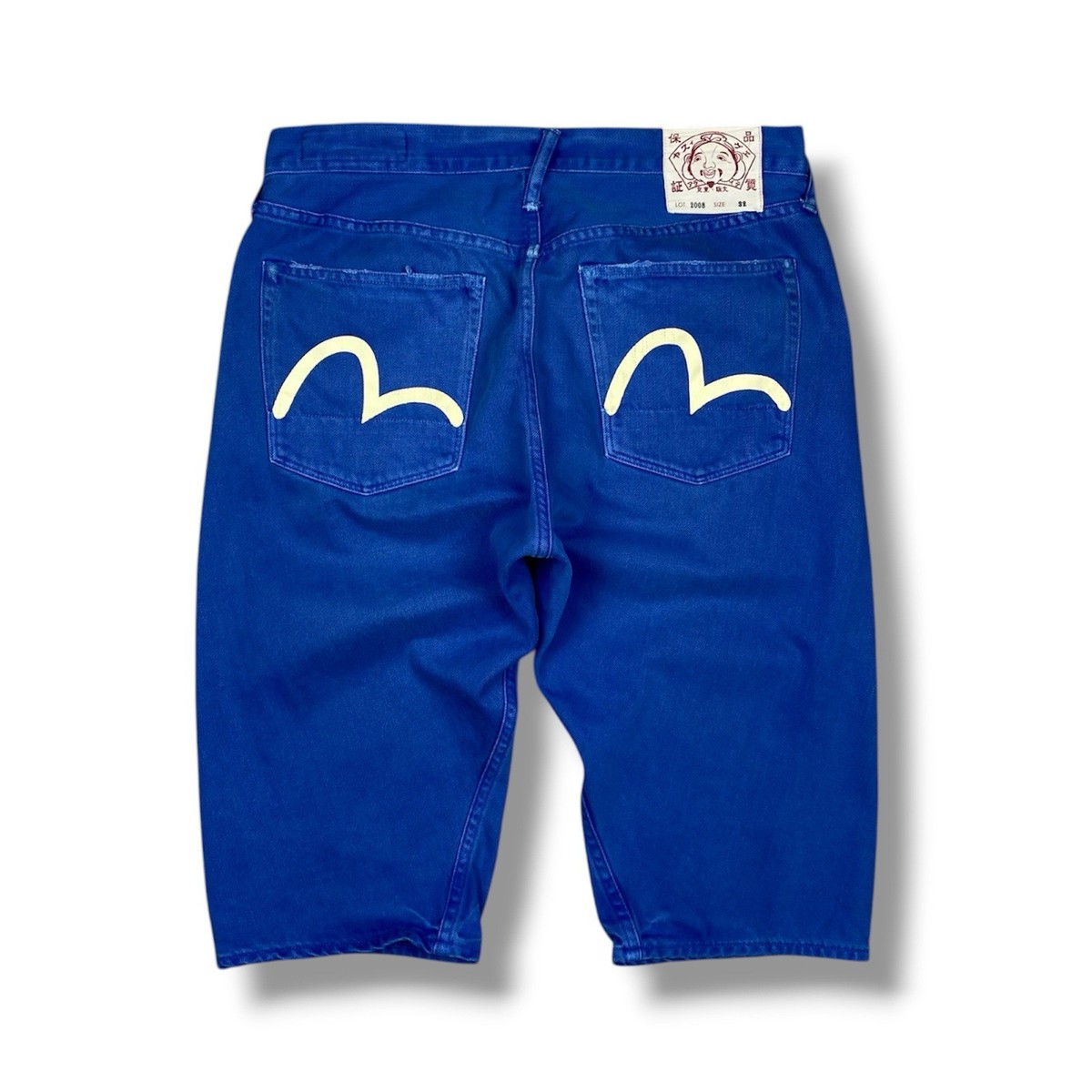 Evisu Denim Shorts Blue Size 32 Painted Logo Daicock Japan Style