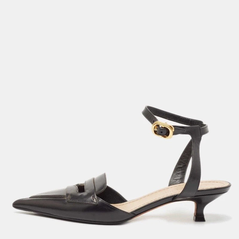 Escarpins Dior en cuir noir avec trou de serrure accent taille 36