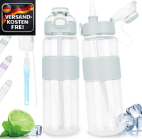 Trinkflasche, 1L Wasserflasche Auslaufsicher Sport Trinkflasche 1L Mit Strohhalm