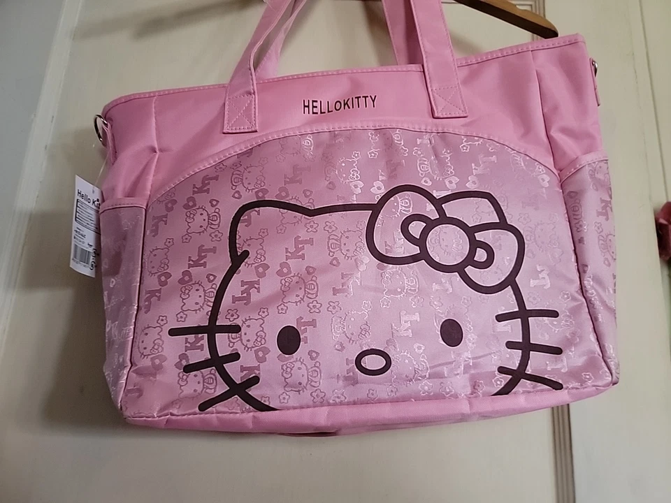 14" Em ROSA HELLO KITTY Logotipo BOLSA TOTE GRANDE FRALDA DE TRANSPORTE - Imagem 2 de 4