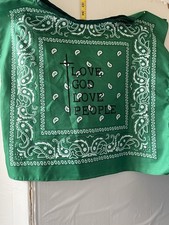 Ladies Western Bandana top Green Paisley "Love God Love People"