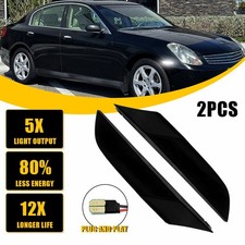 For 03-06 Infiniti G35 Coupe White LED Front Bumper Side Marker Light Clear Lens