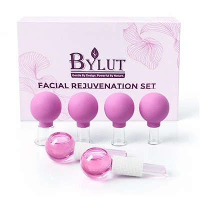 3-in-1 Ice Globes & Facial Cupping Set - 2 Ice Globes + 4 Suction Cups for Lifti