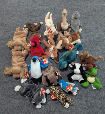 Lot Of 13 TY Beanie Babies 2 Teenie Babies And 3 Jerry Elsner Plush