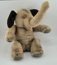 1960s Steiff Sitting Seated Plush Elephant Toy w/ Brown Felt Ears 0520