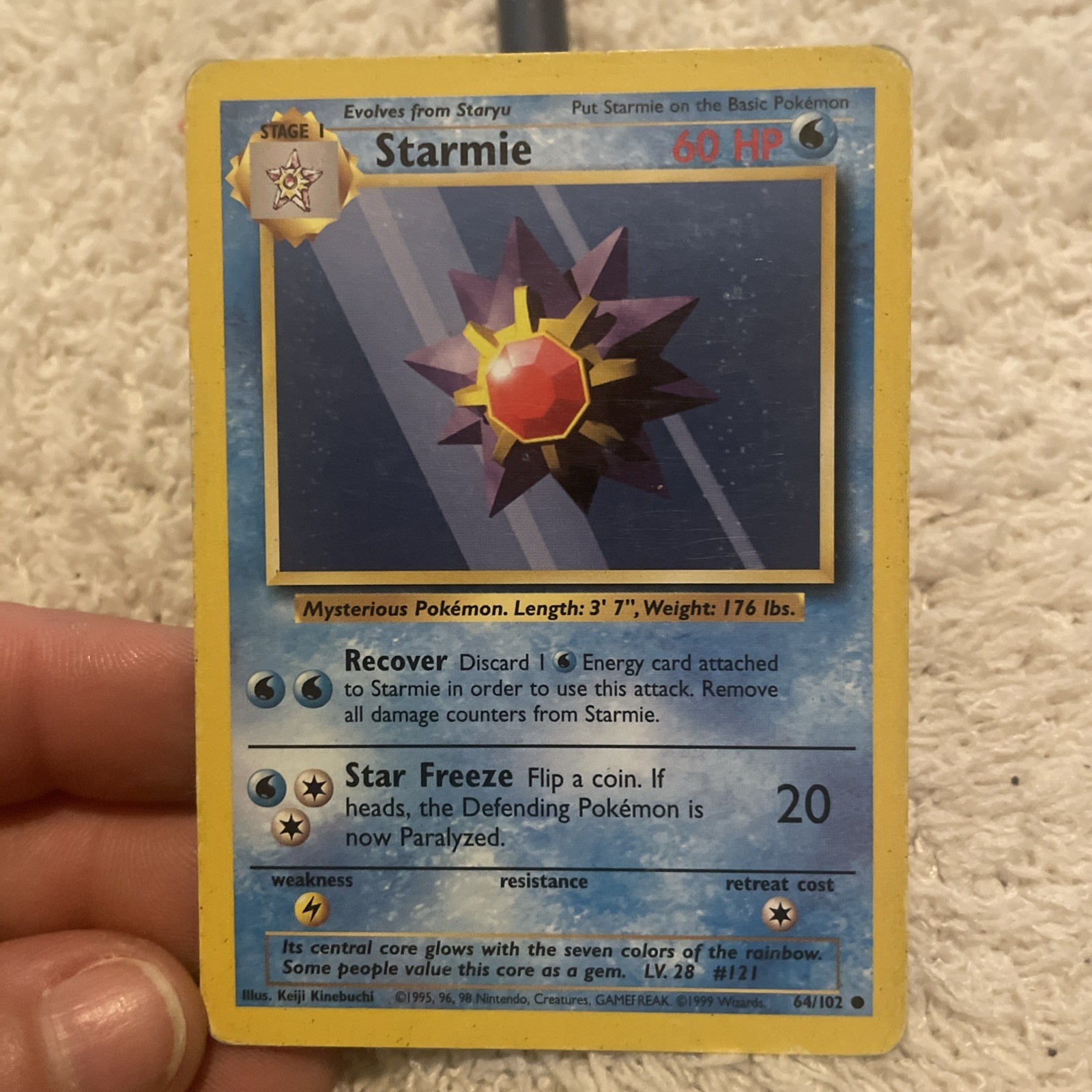 NM 1st Edition Shadowless Starmie 64/102 Base Set Uncommon