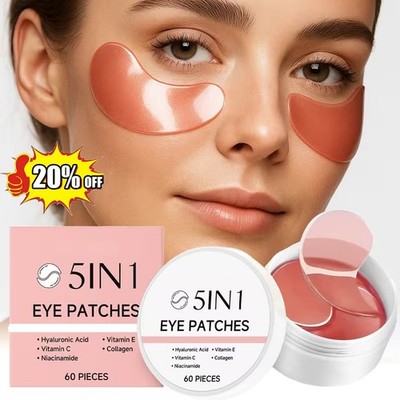 60PCS 5-In-1 Collagen Eye Patches Anti Aging ,Wrinkles Dark Circles Eye Bags