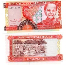 Gambia GAMBIA Billet 5 Dalasis ND 2006 P25 CHILD NEW UNC