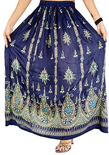 Indischer Damen Multi-Krawatten-Farbstoff Yoga Crinkle Besen langer Zigeunerrock Pailletten - Bild 6 von 58