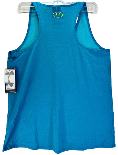 Under Armour Girls Aloha Wordmark Loose Fit Tank Top Teal Blast/Fuel Green XS - Picture 2 of 9