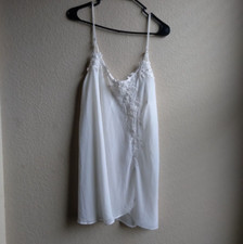 Vintage Private Luxuries White Sheer Slip Dress with Floral Patch Detail
