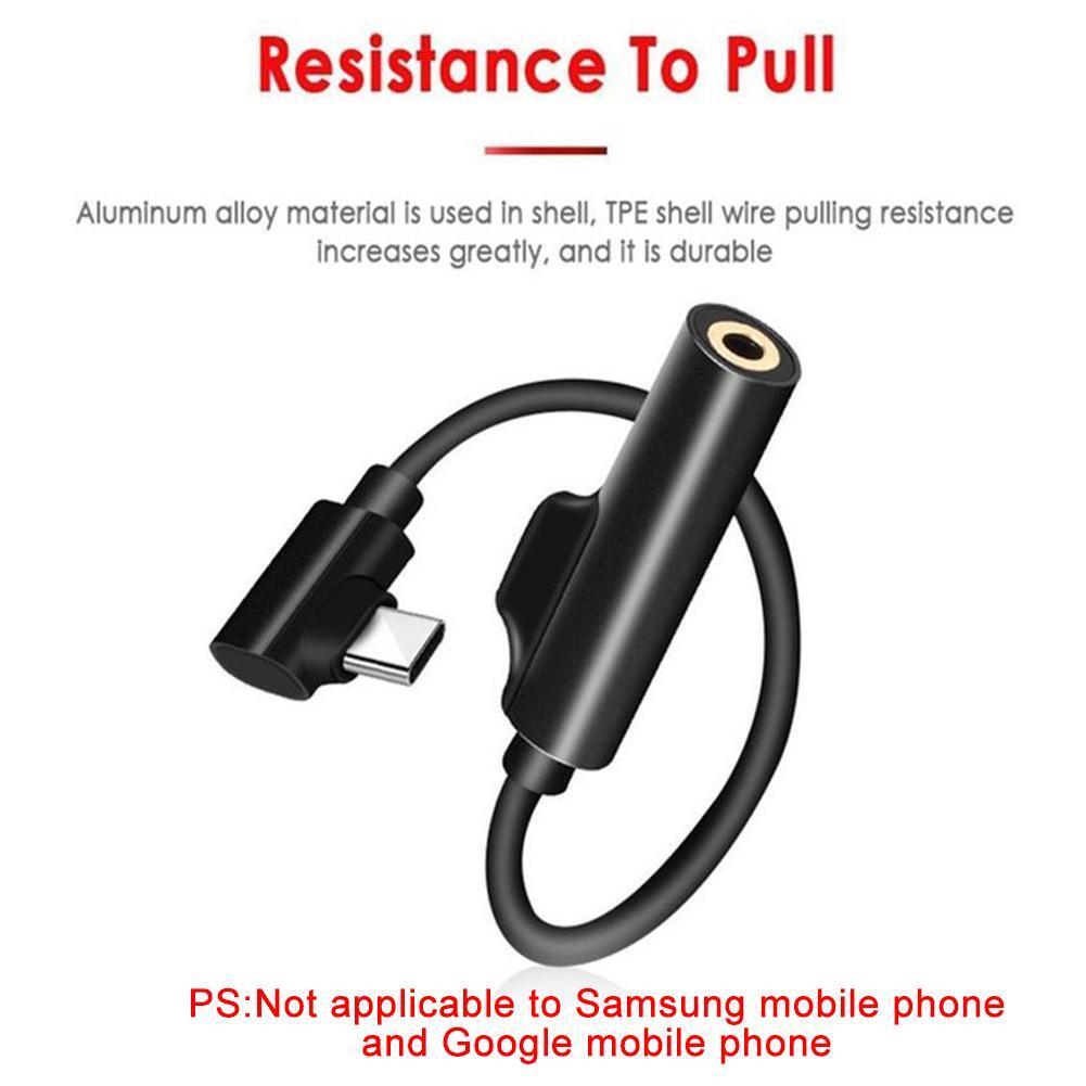 Audio Splitter Charging Adapter Cable Black USB-C Type-C To 3.5mm Headphon HOT