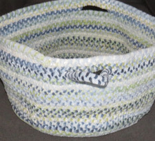 L.L. Bean Blue Multi Braided Handcrafted 16 Inch Chenille Basket Made In USA