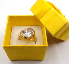 Nina Ricci NRT Avon Gold Plated 2.5ct CZ Cocktail Ring Size 8 New!