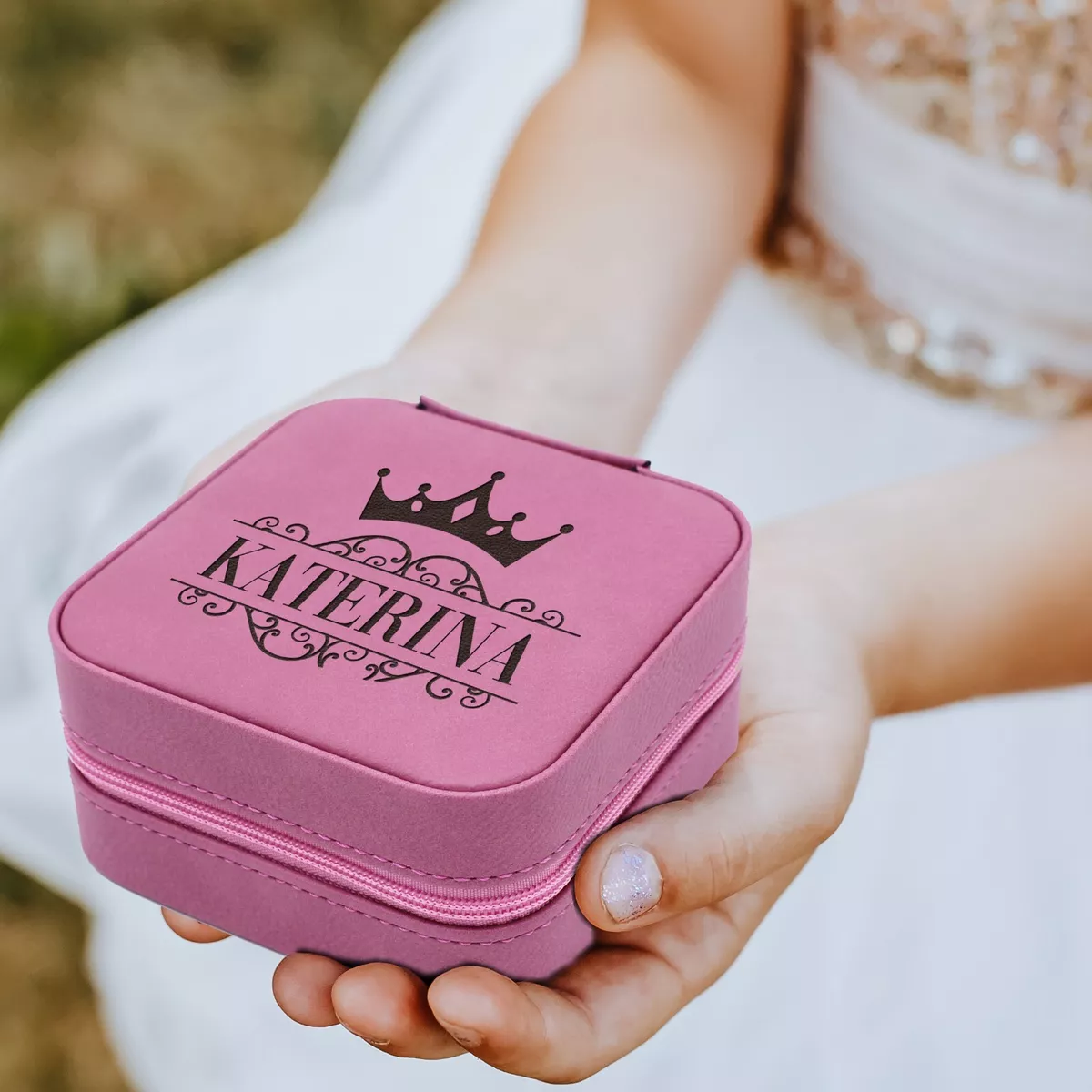 Monogrammed Engraved Travel Jewelry Box