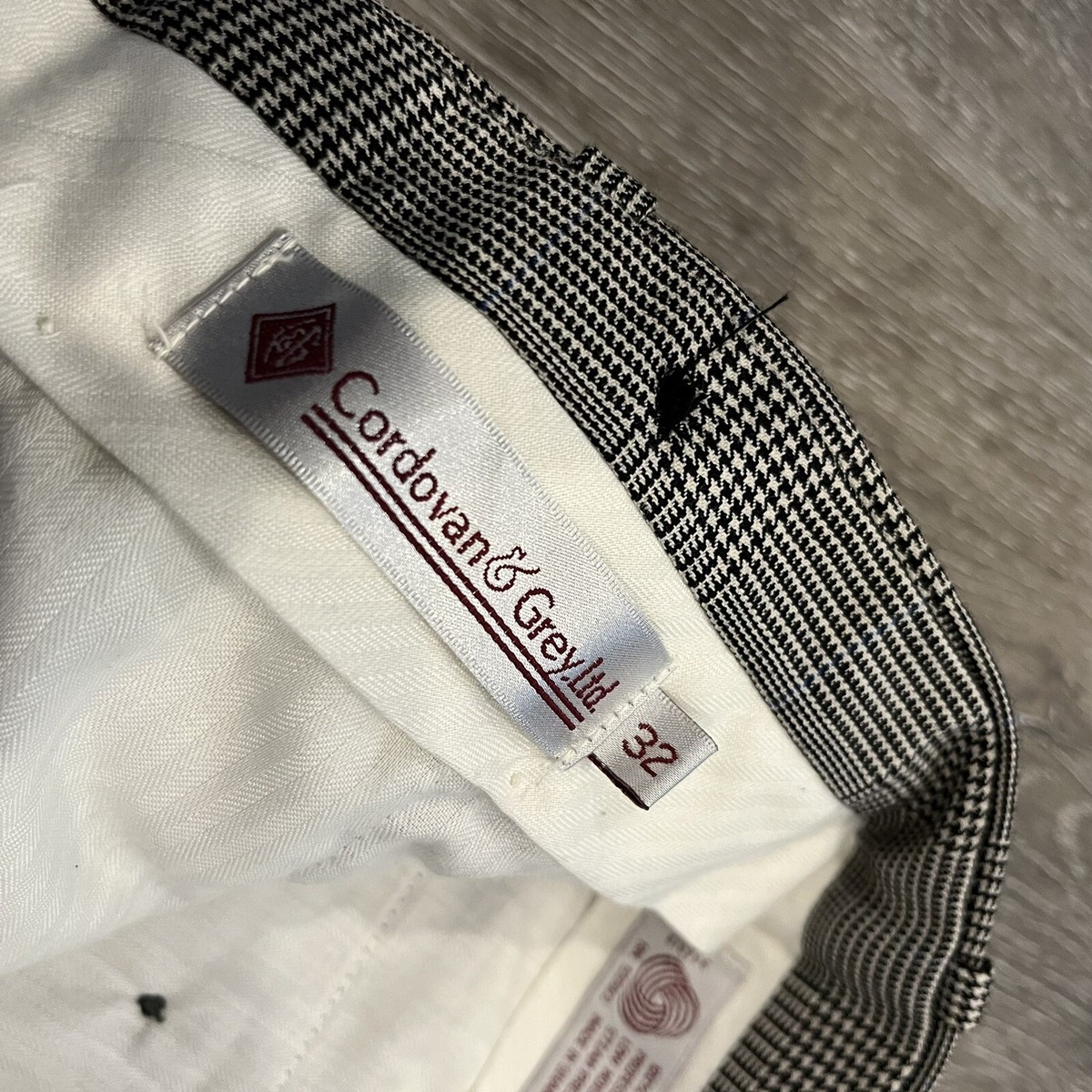 Cordovan and Grey Ltd Pants Checkered Gray 100% Virgin Wool Dress Pants  Size 32 | eBay
